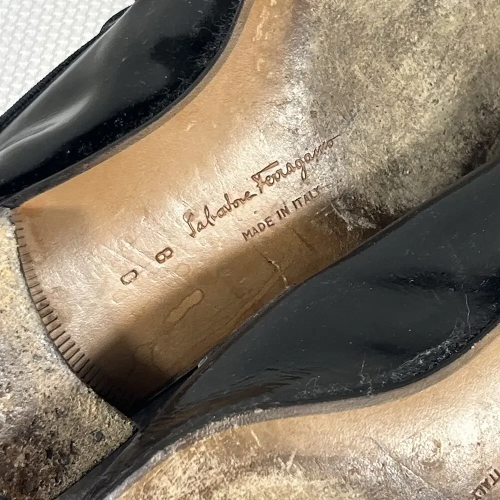 Salvatore Ferragamo Made in Italy Patent Grosgrain Vamp‎ Formal Loafer 8D